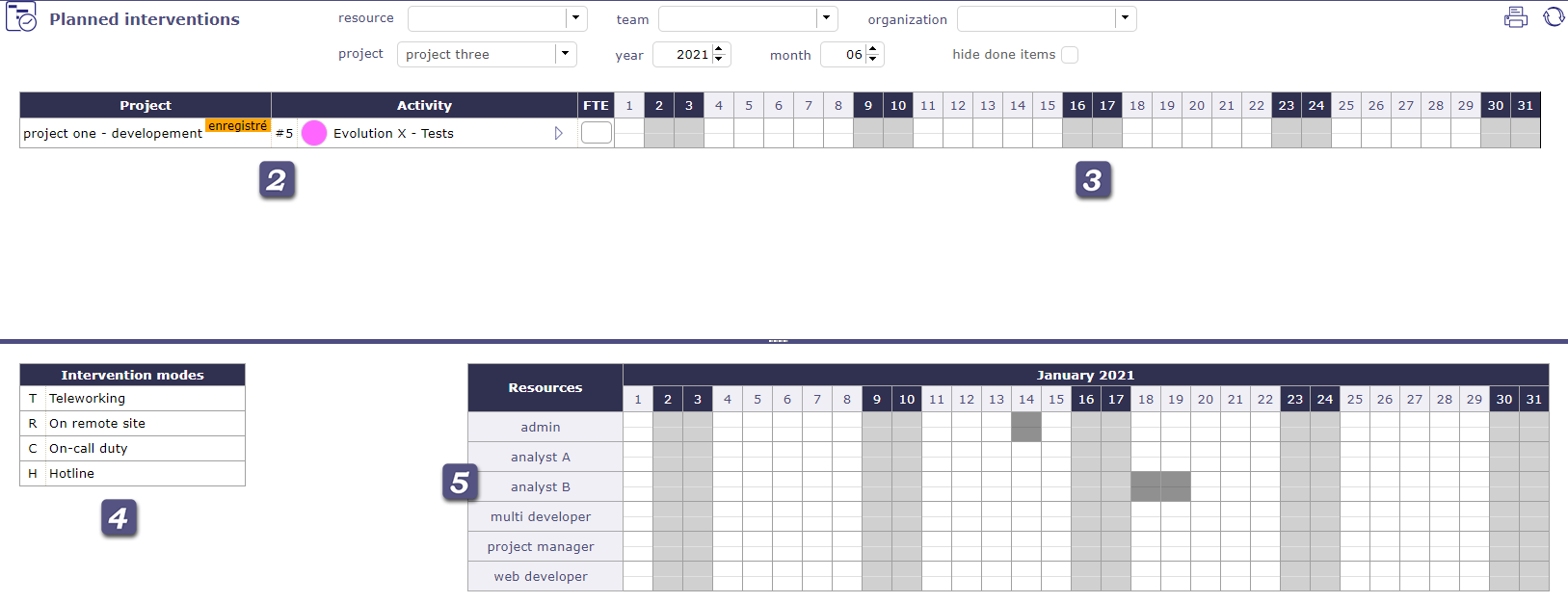 Planned interventions screen