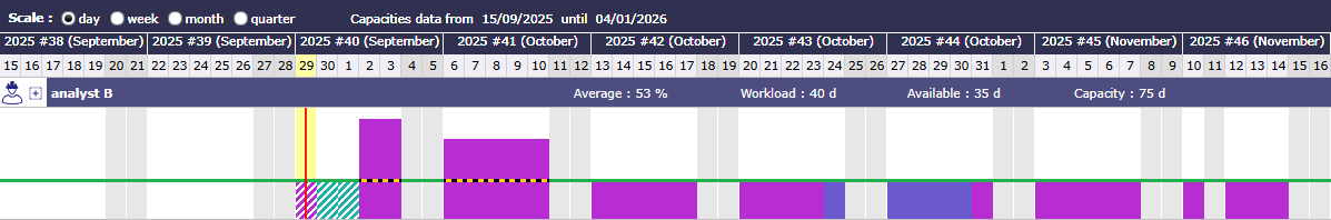Dynamic Workplan with project color