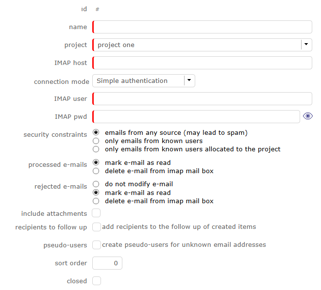 Receive email from ticket screen